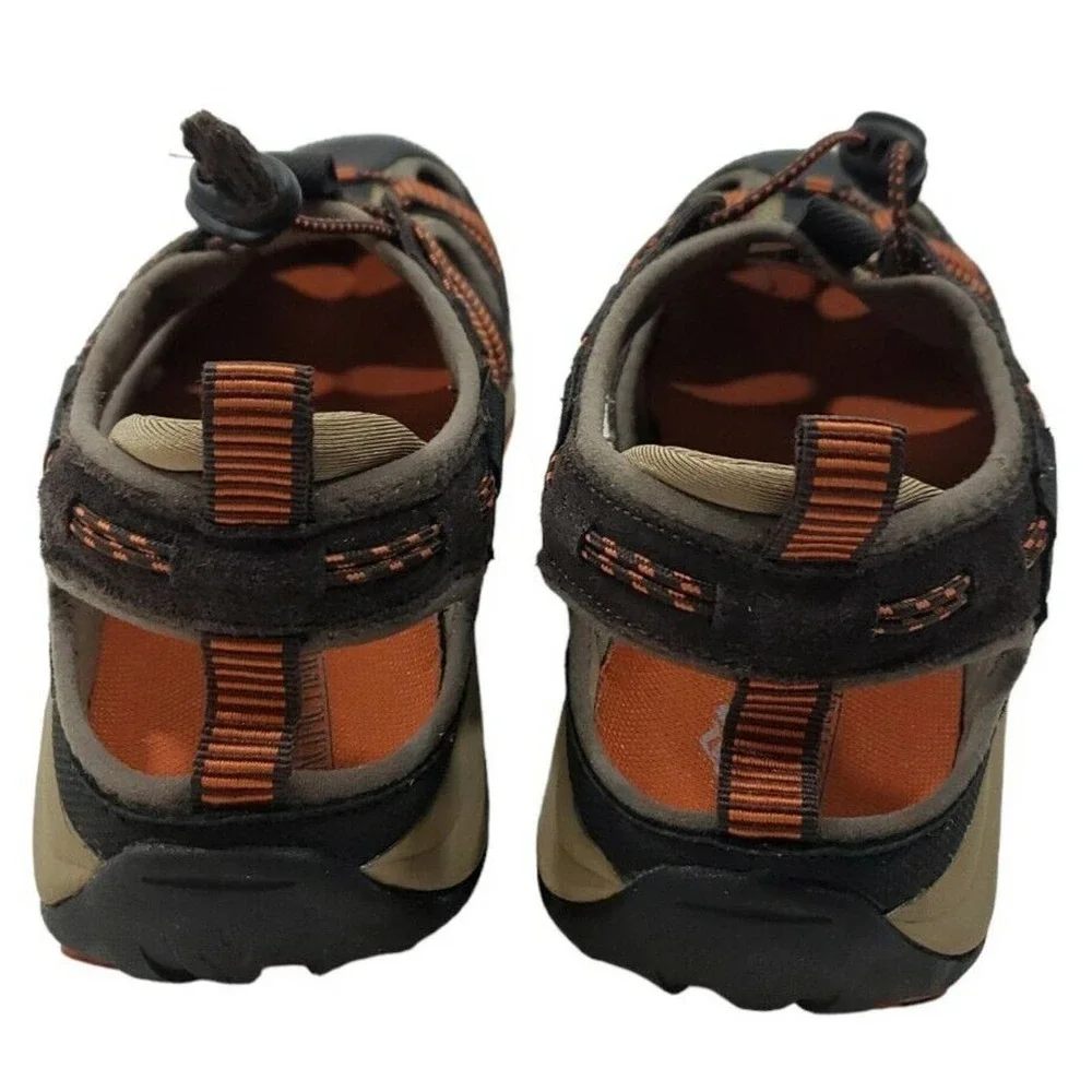 Pacific Trail~Men's Size 9.5~Brown/ Black/Orange Lace Up Low Top Beach Shoes.